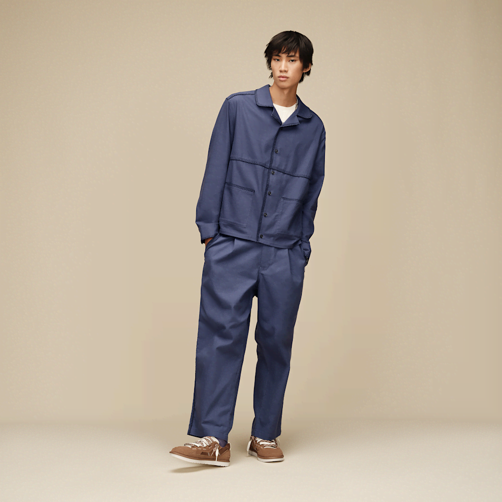 Men's Relaxed Button-Up Overshirt - Blue