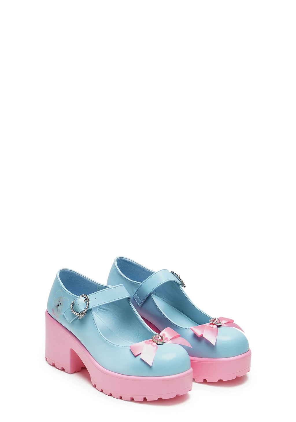 Bow Mary Jane Block Heel Pumps - Multi