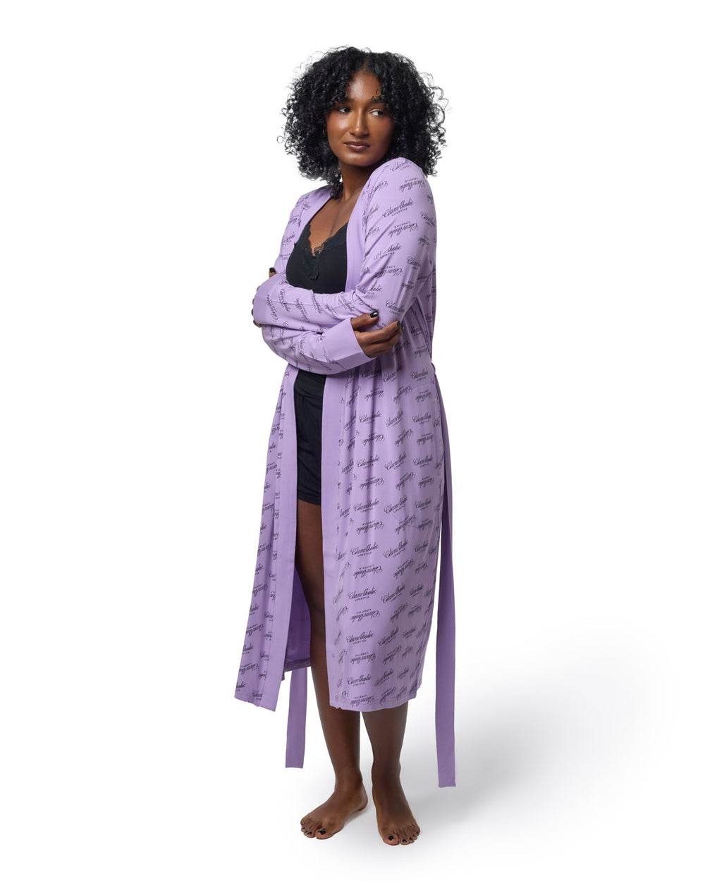 Rayon Blend Kimono Robe - Lavender