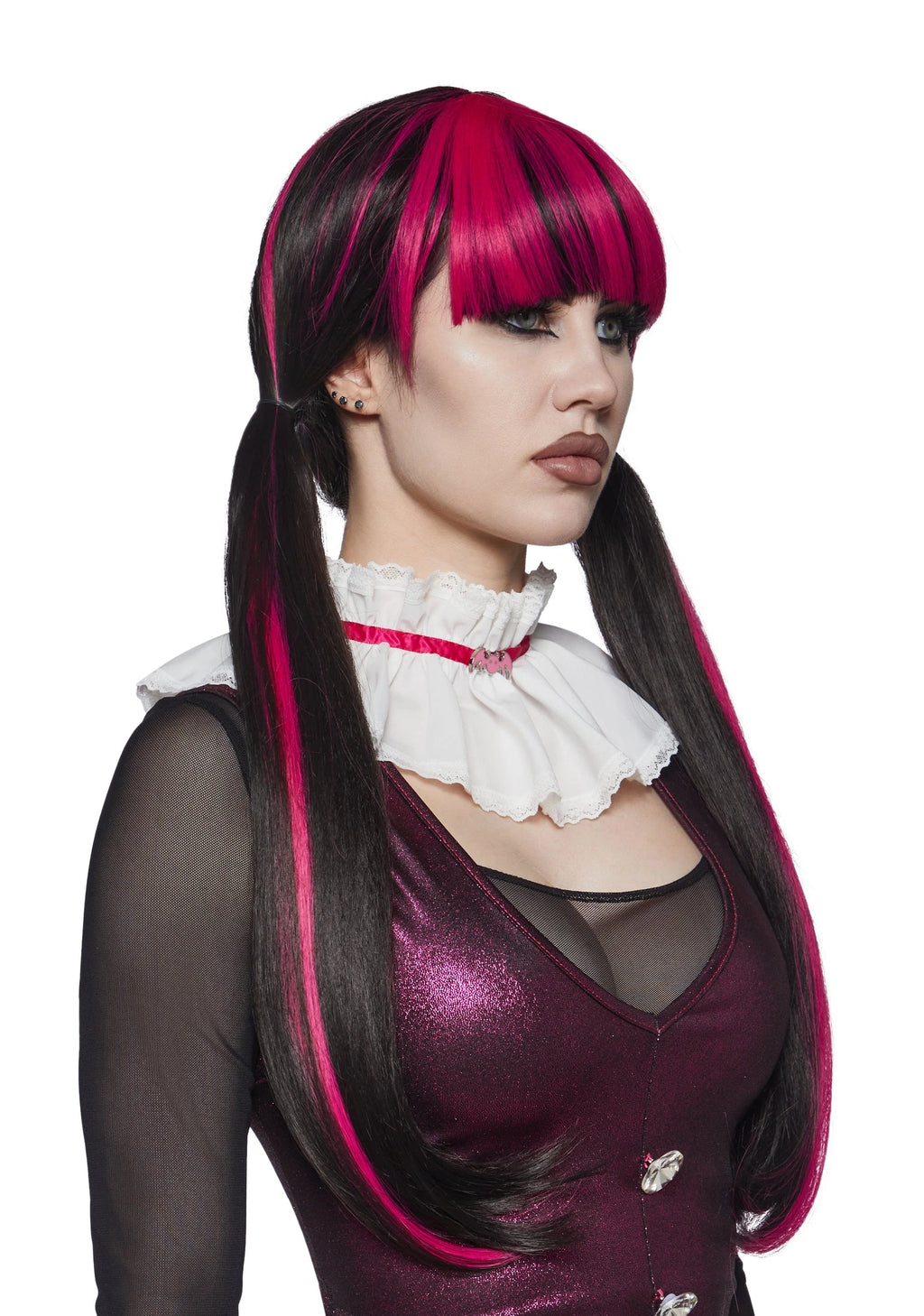 Pink Gothic School Doll Costume & Wig Set