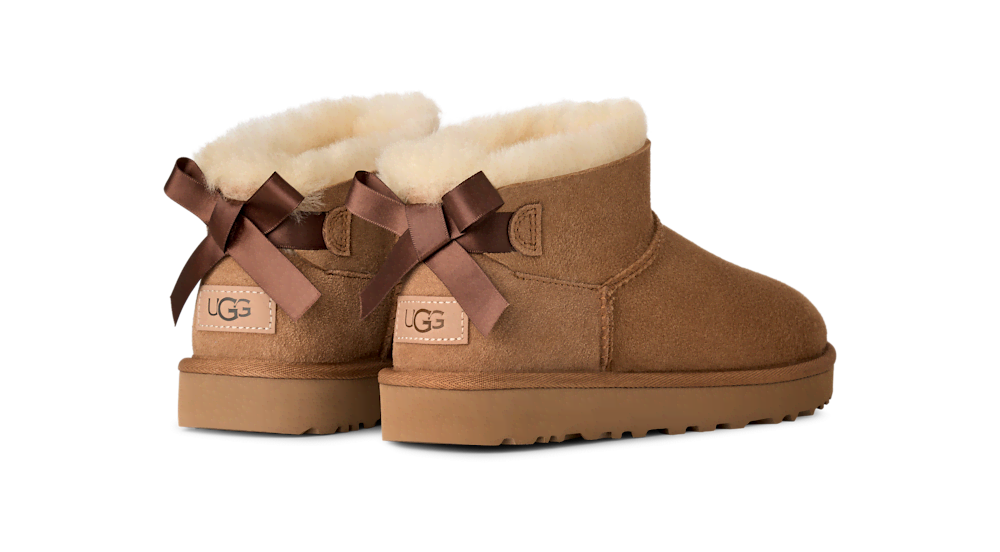 Women's Ultra-Short Suede Bow Boot - Sand
