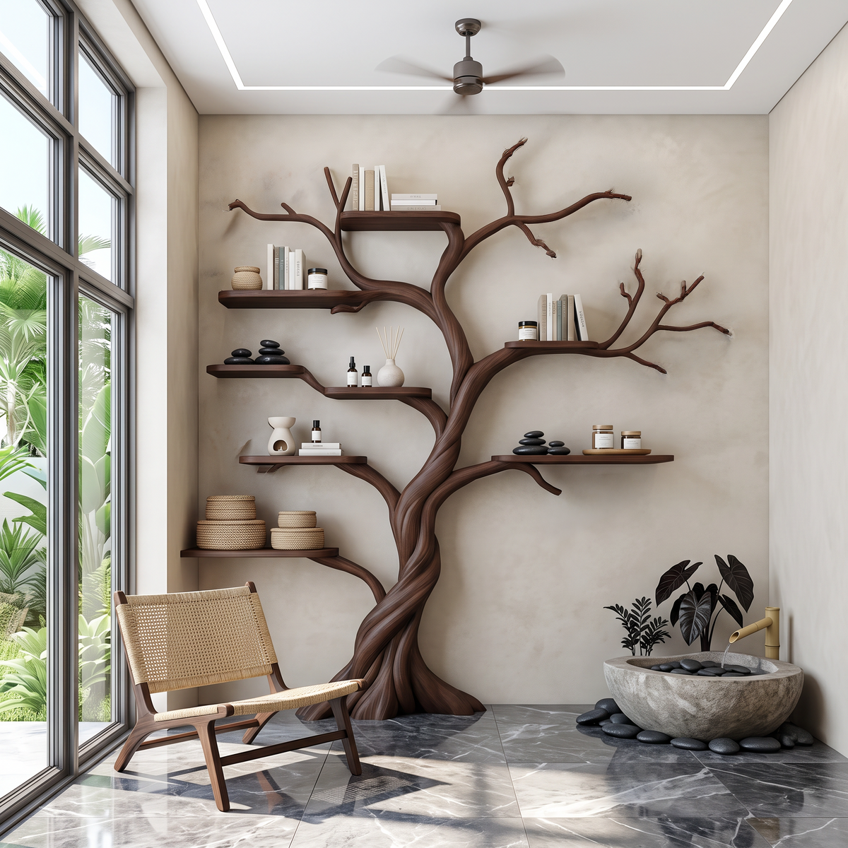 Rustic Tree Bookshelf