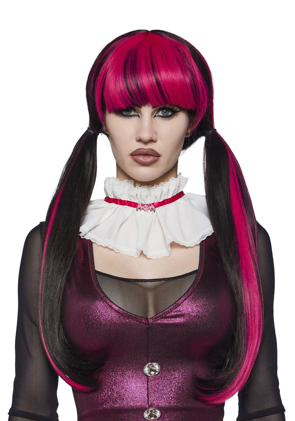 Pink Gothic School Doll Costume & Wig Set