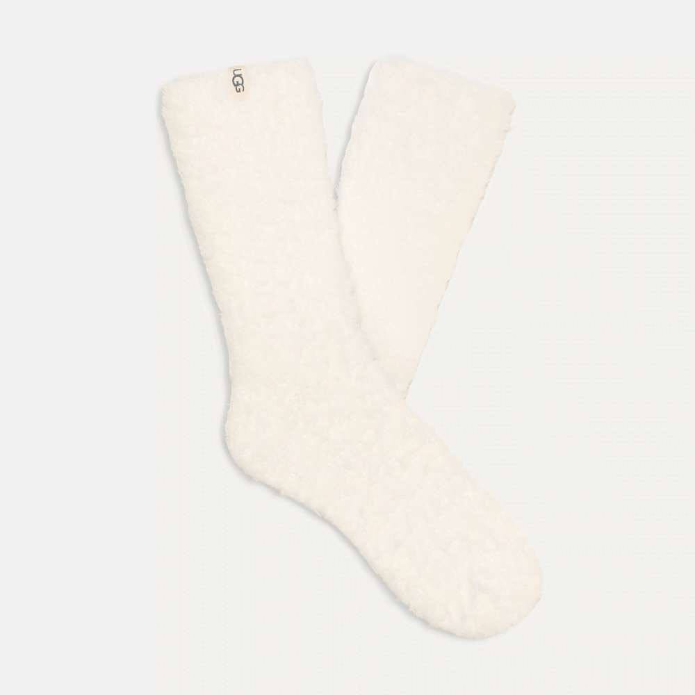 Women's Fluffy Knit Crew Socks - Cream