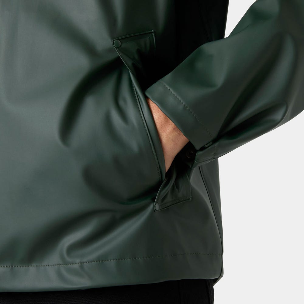 Men's Waterproof PU Rain Jacket - Dark Green