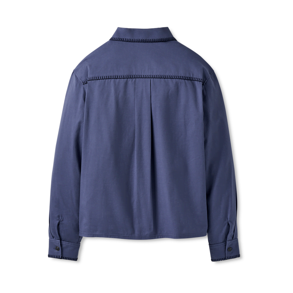 Men's Relaxed Button-Up Overshirt - Blue