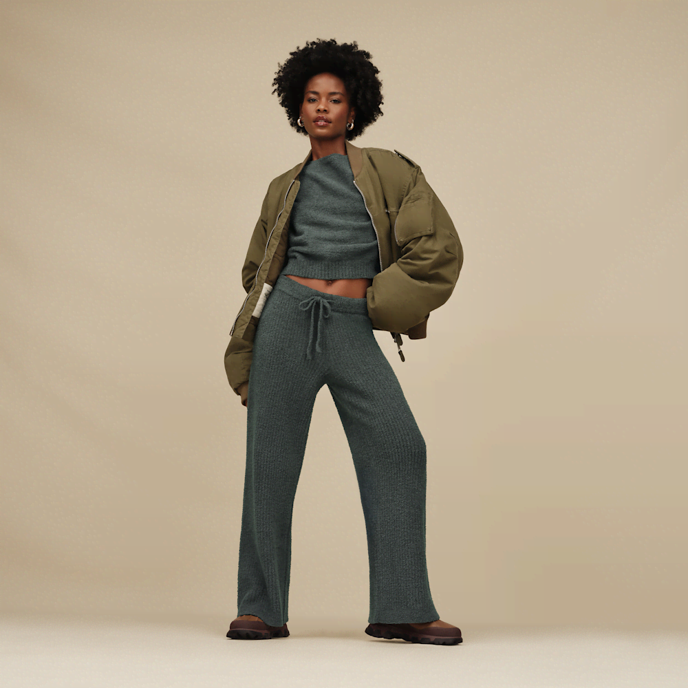 Women's Ribbed Straight-Leg Pants - Allspice