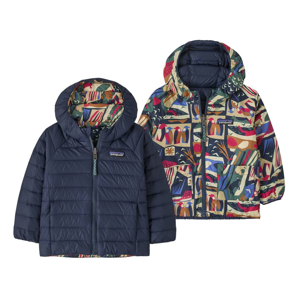 Baby Reversible Down Hooded Jacket - Navy
