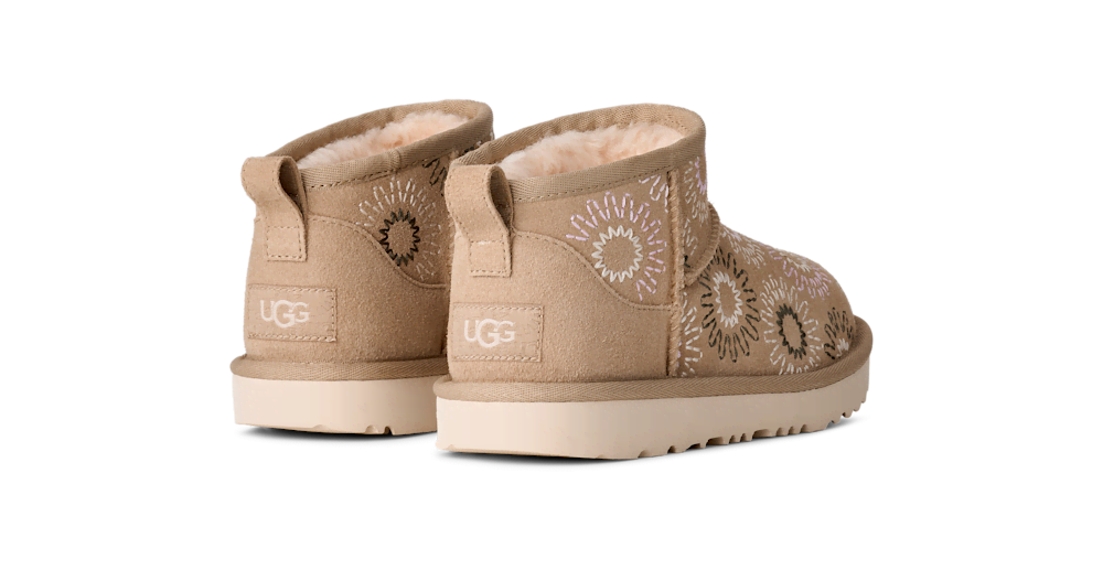 Kids' Low Suede Boot With Sun Embroidery