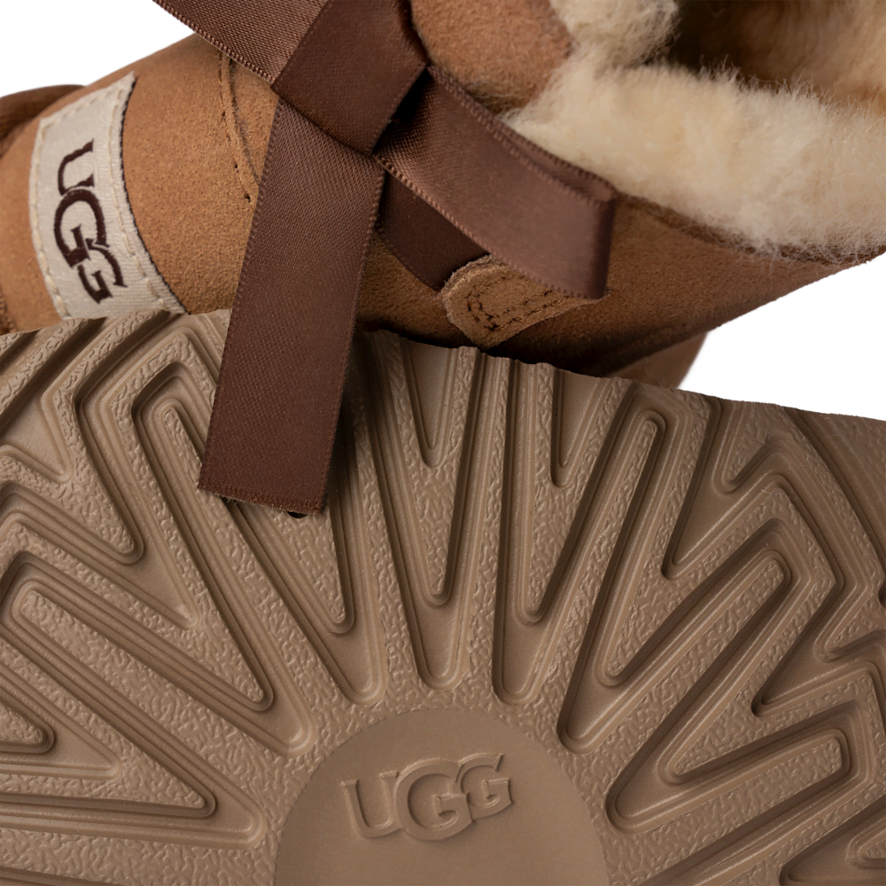 Toddler Bow Sheepskin Mini Boots - Black
