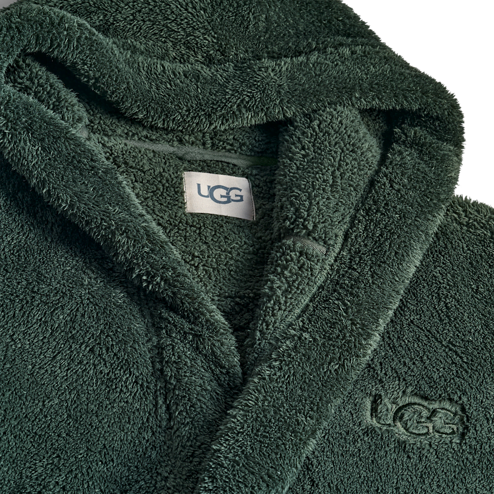 Men's Hooded Plush Fleece Robe - Black