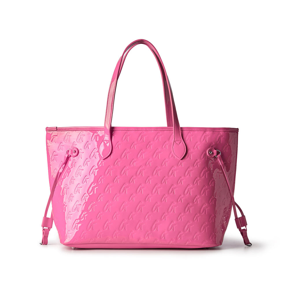 Mirrored Vegan Leather Tote - Hot Pink