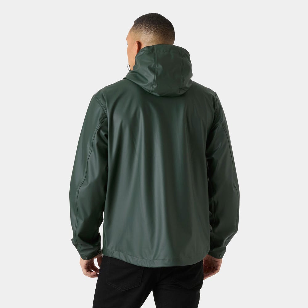 Men's Waterproof PU Rain Jacket - Dark Green