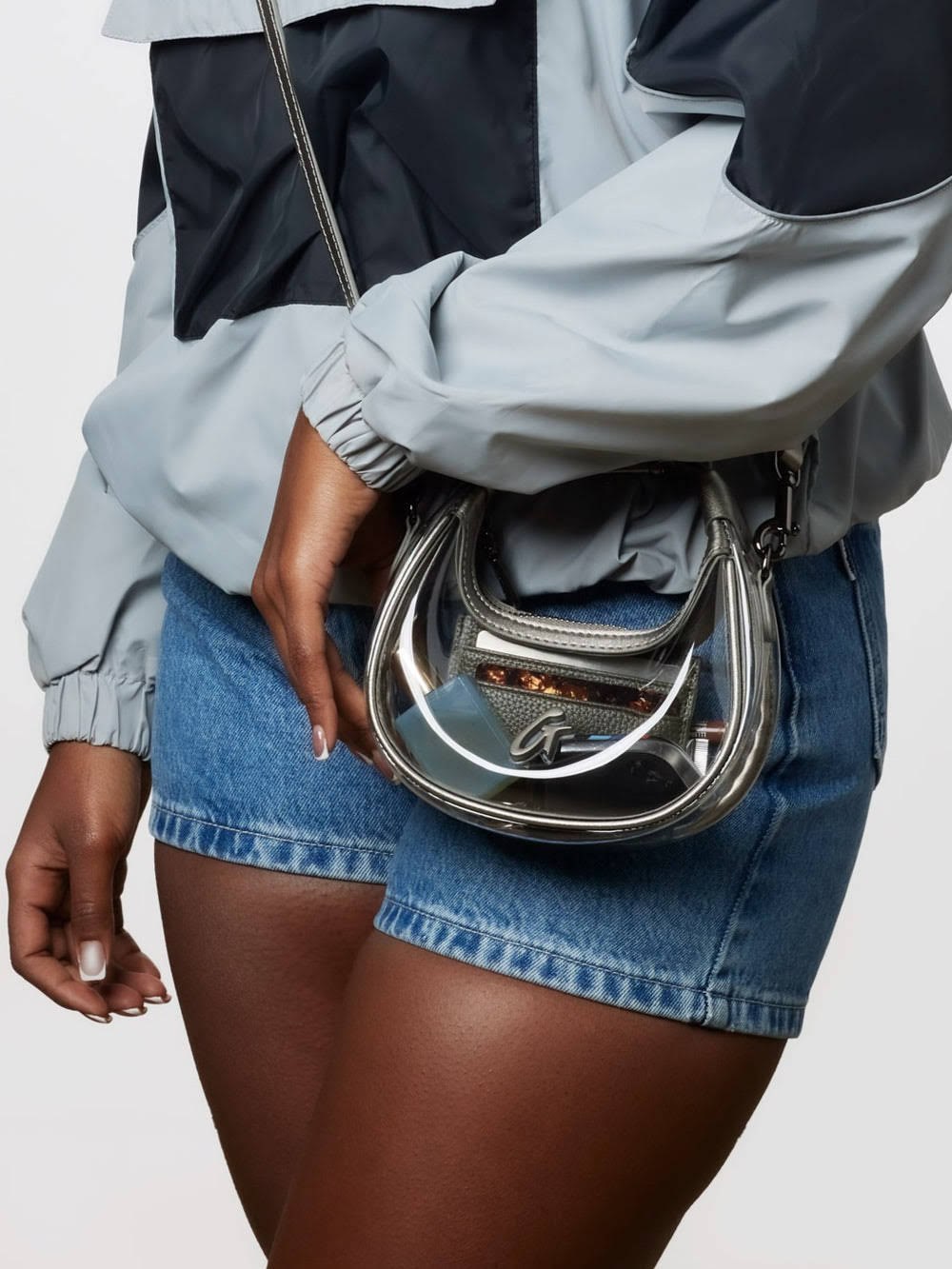 Clear PVC Mini Hobo Bag - Platinum
