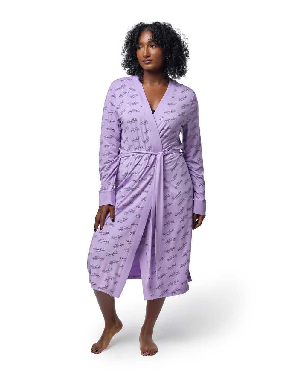 Rayon Blend Kimono Robe - Lavender