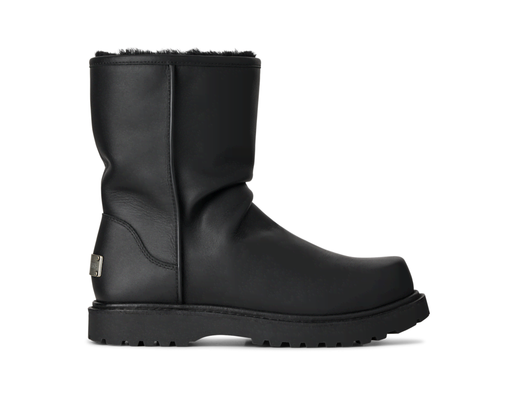 All-Gender Slouch Leather Sheepskin Boot - Black