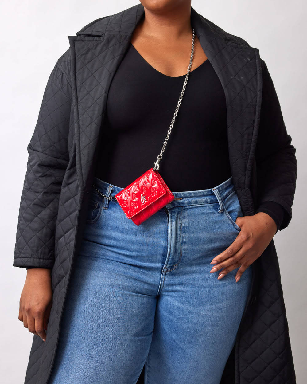 Compact Mirrored Wallet On Chain - Red