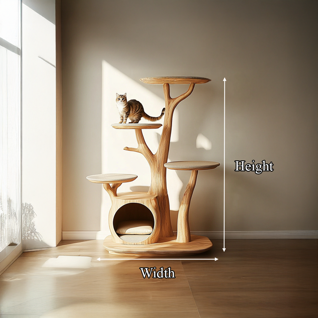 Rustic Cat Tree Stand Living Room Pet Furniture With House