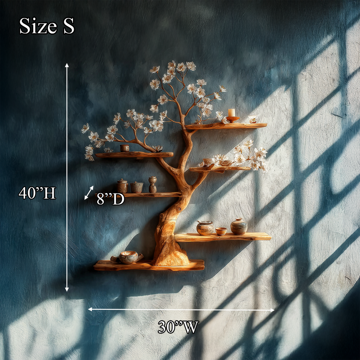 Rustic Wooden Tree Shelf