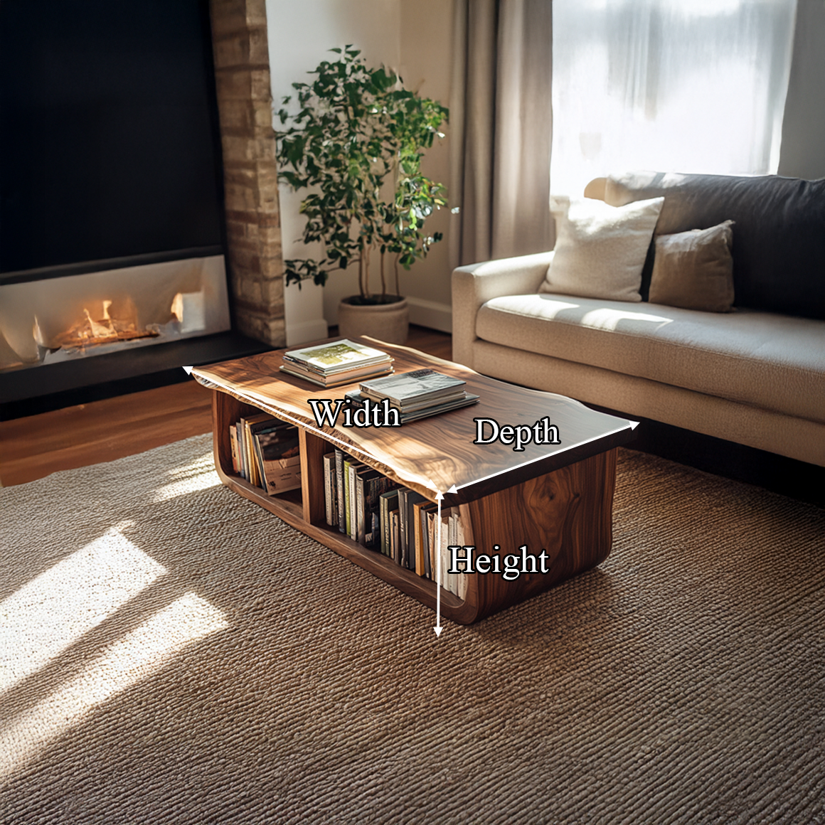 Mid Century Curved Live Edge Coffee Table