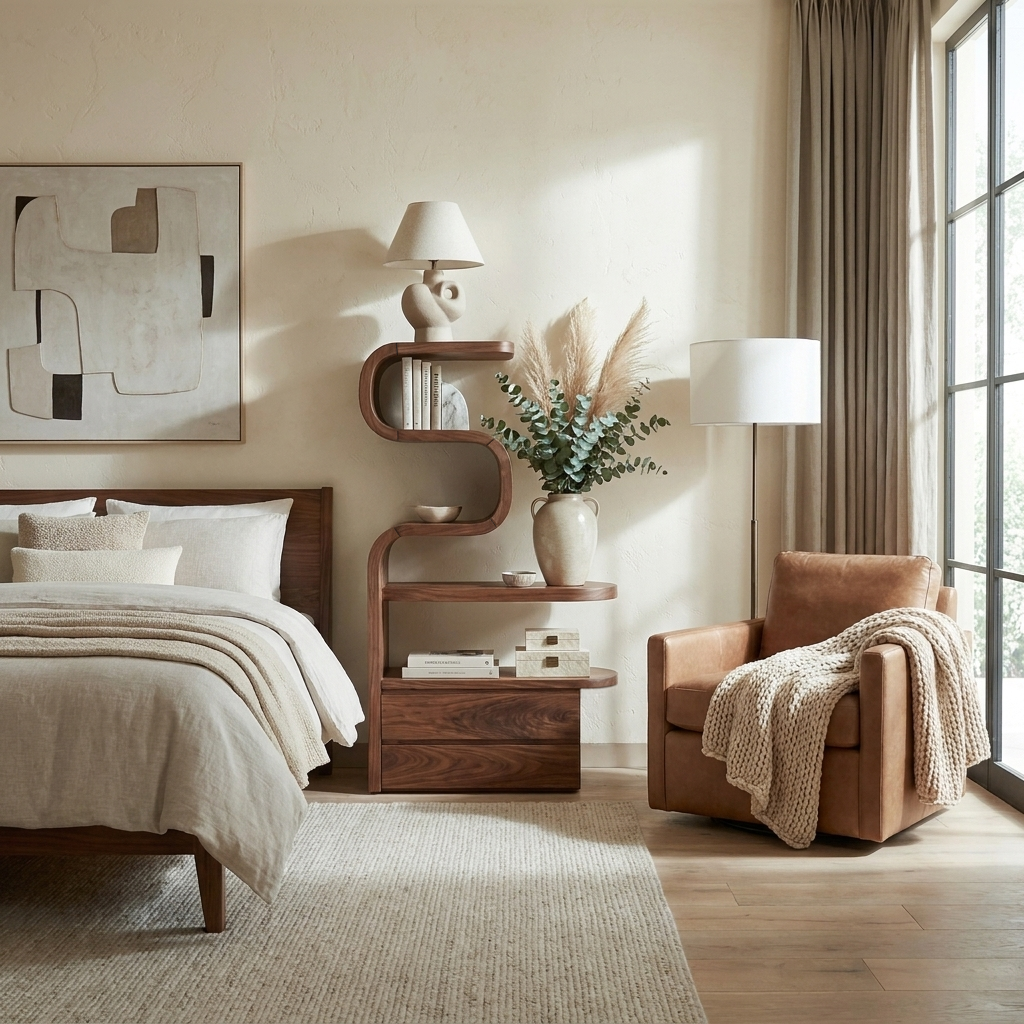 Sculpted Solid Wood Nightstand