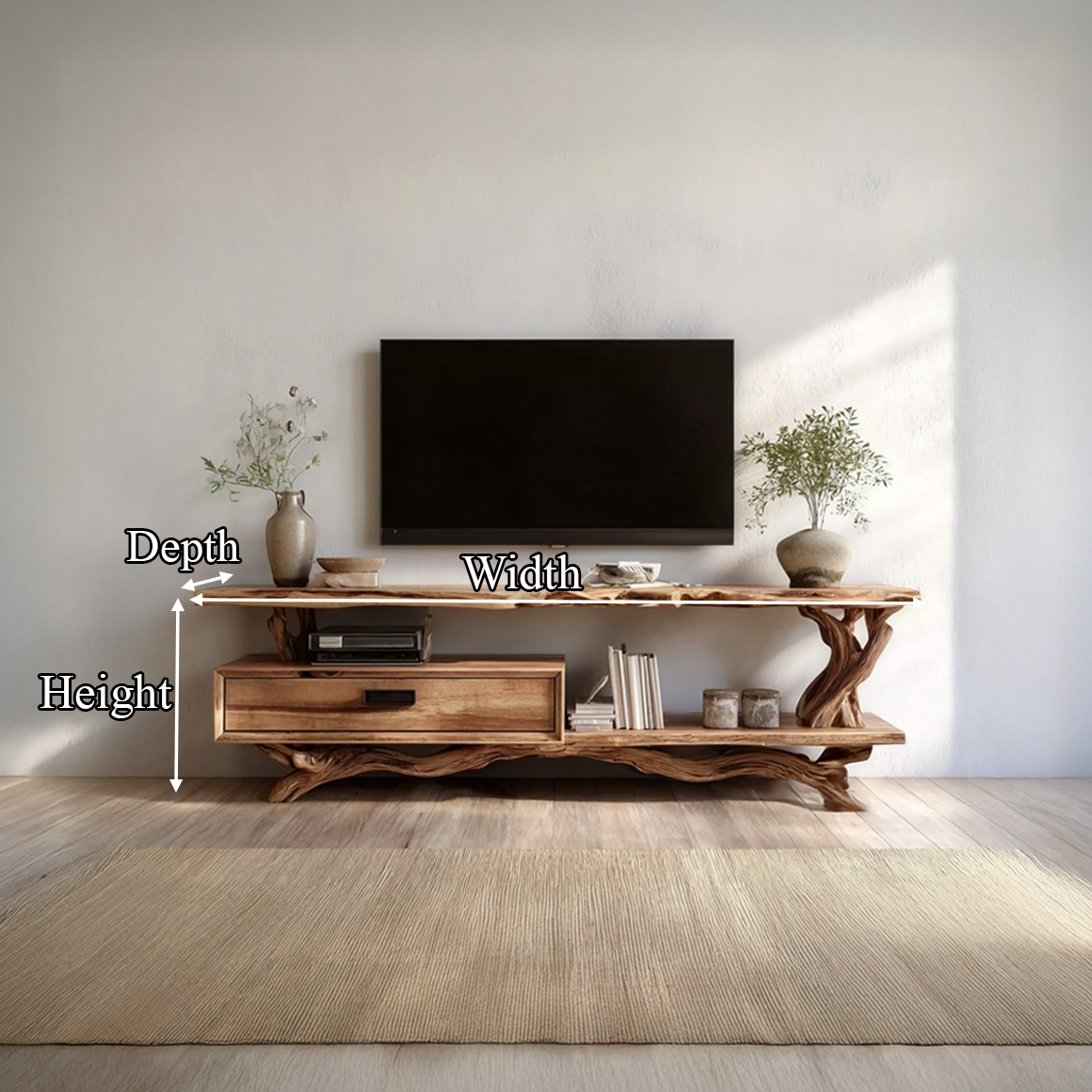 Rustic Live Edge Wood TV Cabinet