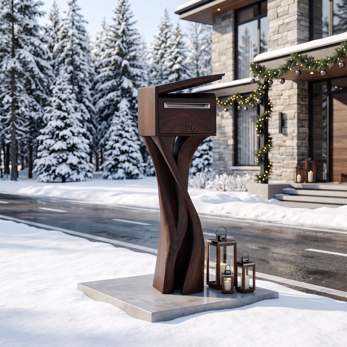 Handcrafted Solid Wood Sculpture Mailbox For Outdoor Furniture Decor