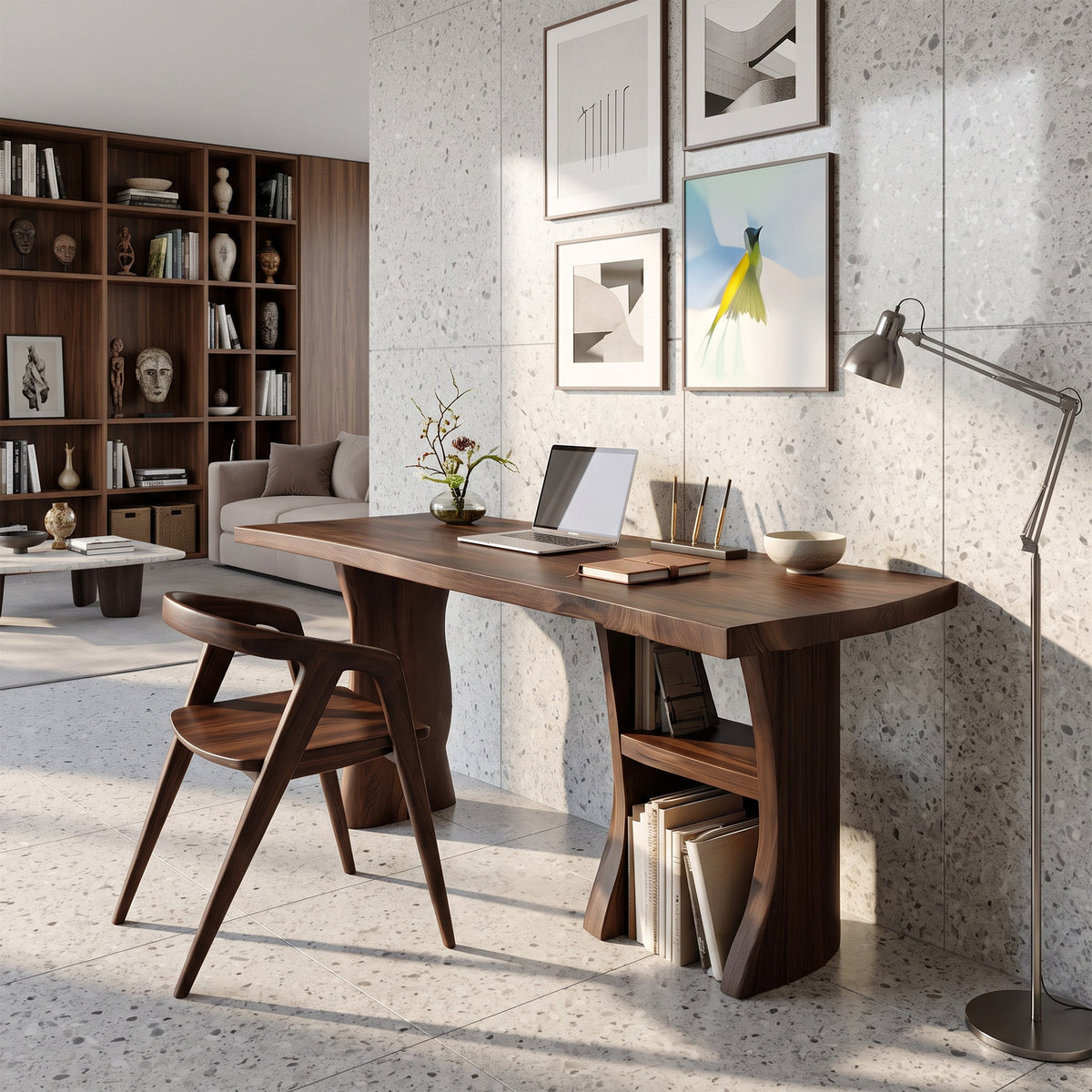 Modern Wooden Live Edge Desk For Small Home Office Setup