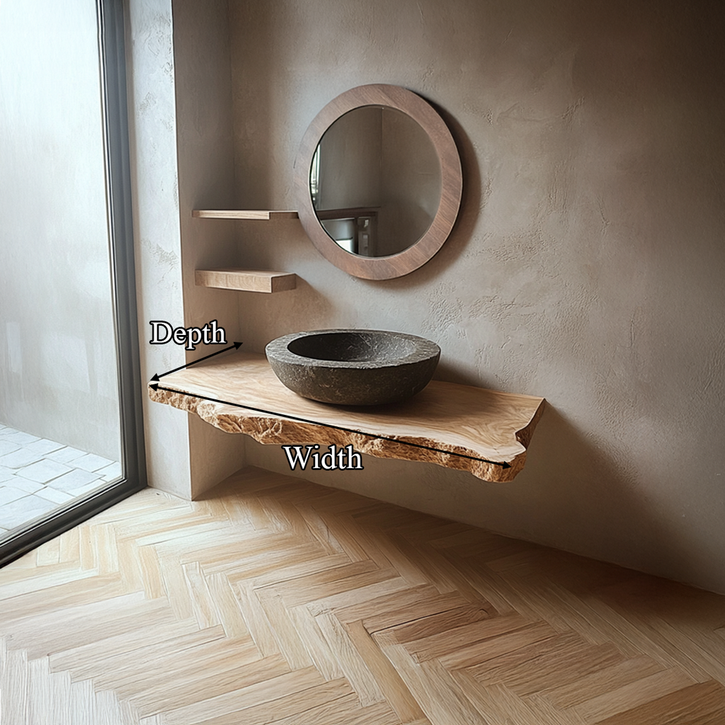 Rustic Live Edge Wood Floating Shelf