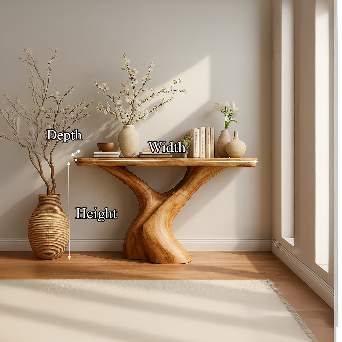 Mid Century Wood Console Table
