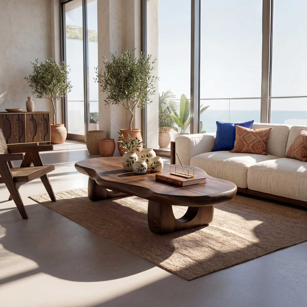 Modern Live Edge Coffee Table Solid Wood For Entryway Style