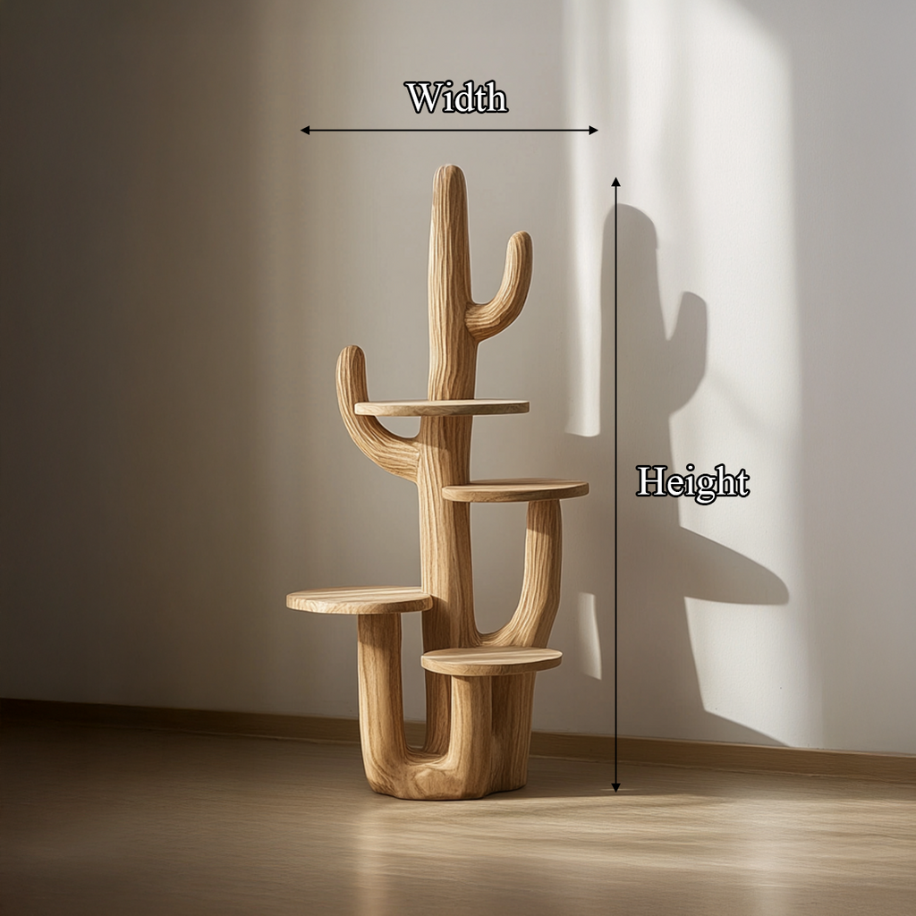 Rustic Cactus Tree Stand Solid Wood Living Room