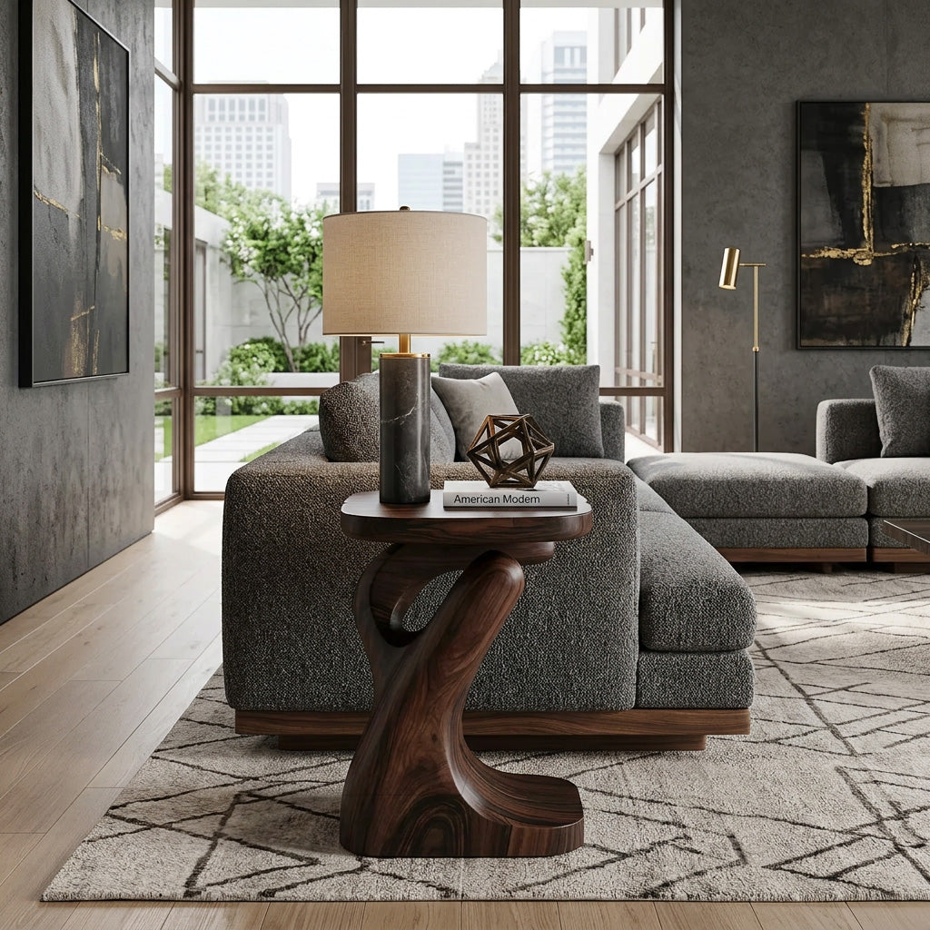 Modern Sculptural Side Table For Living Room Or Bedroom