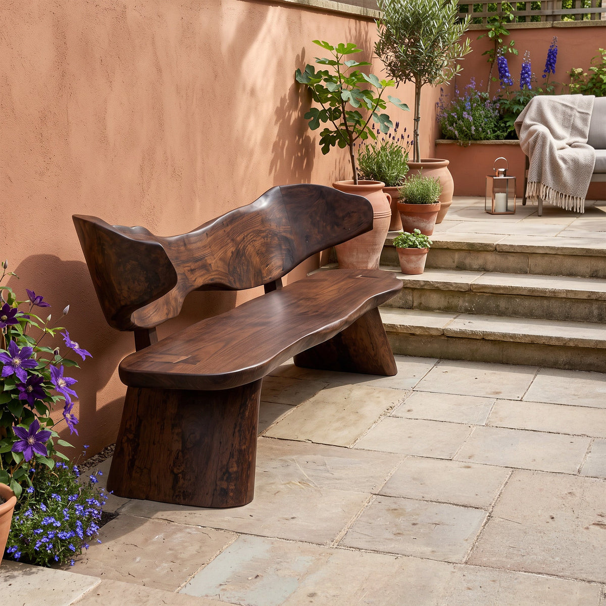 Farmhouse Ergonomic Wood Bench For Backyard Retreat