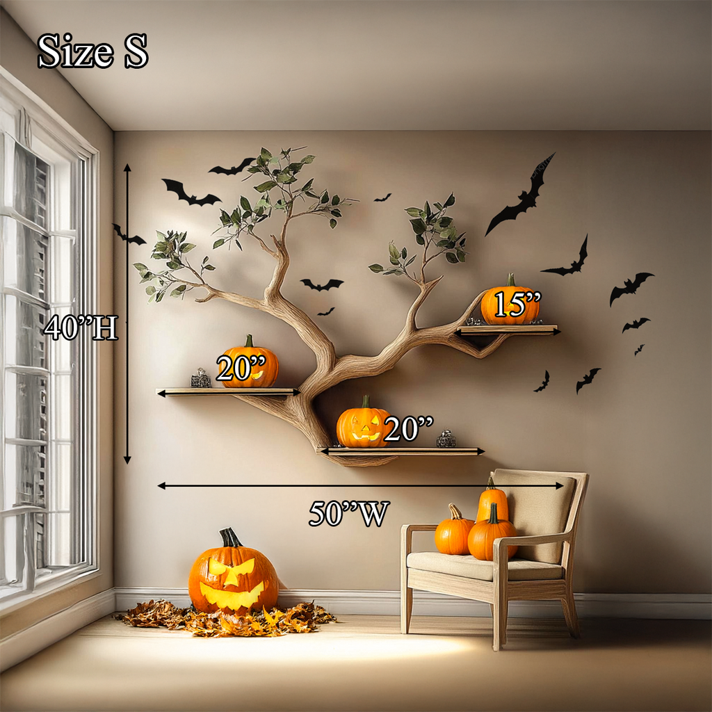 Rustic Wooden Tree Shelf