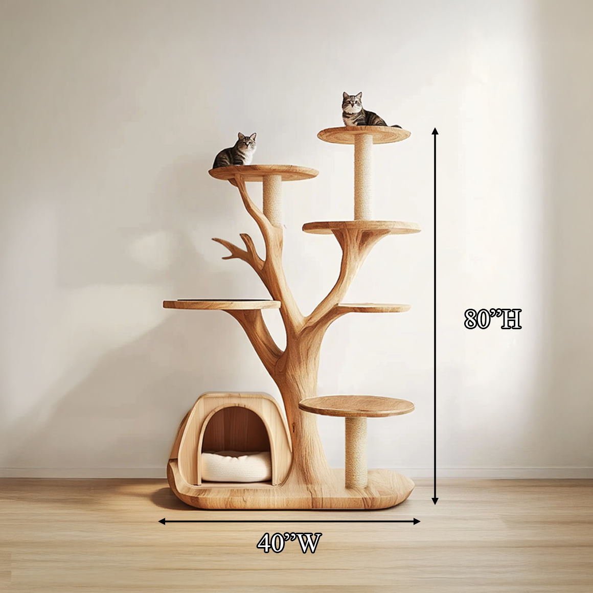 Rustic Tree Cat Tower Modern Living Room