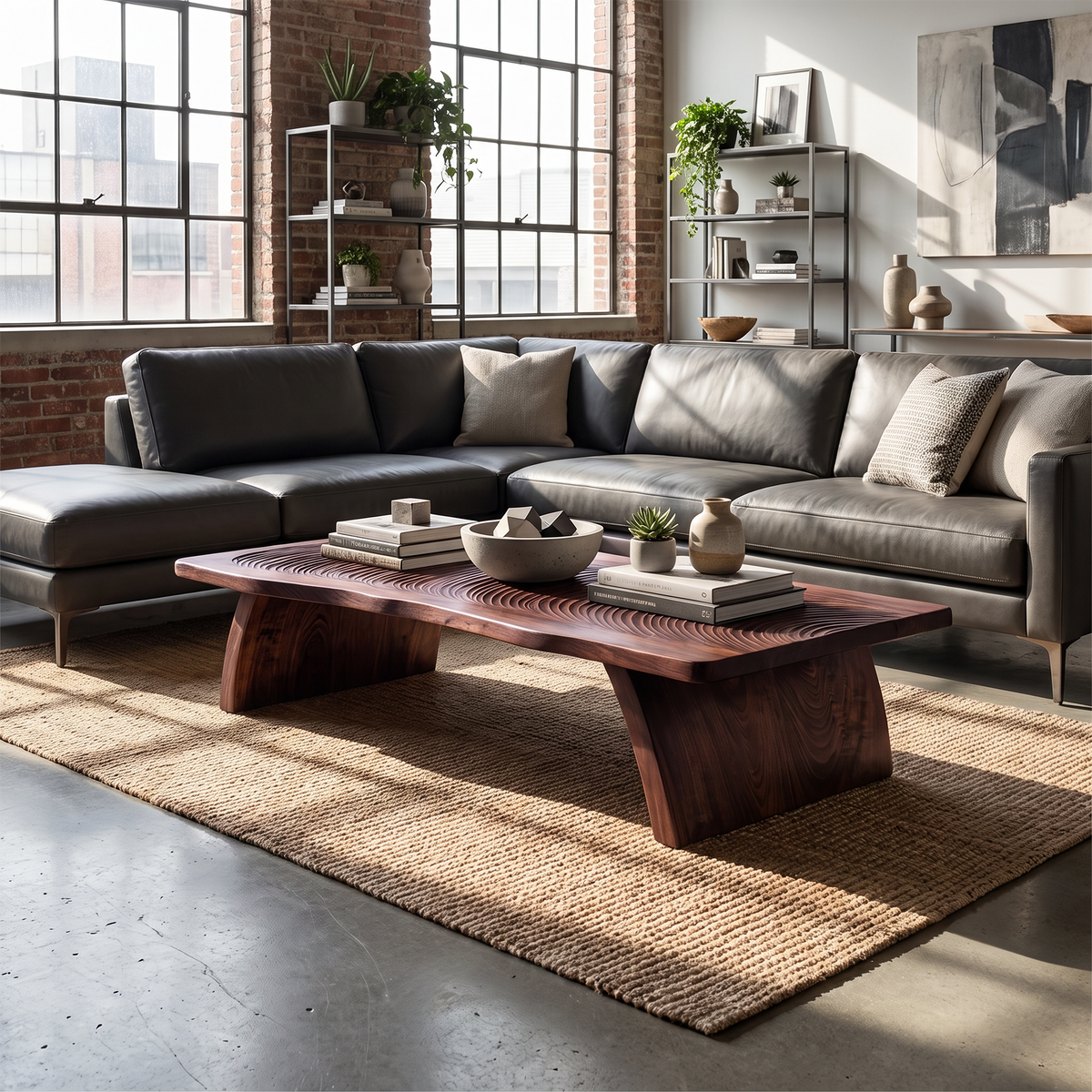 Farmhouse Mid Century Live Edge Coffee Table For Living Room