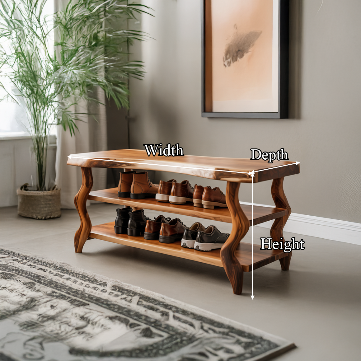 Artisan Rustic Shoe Storage Bench