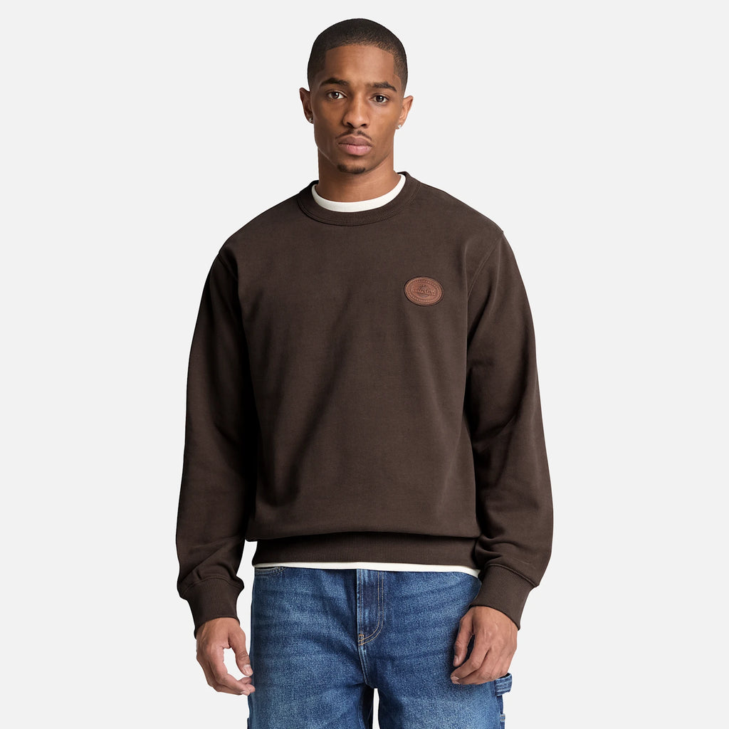Men's Crewneck Sweatshirt With Leather Patch
