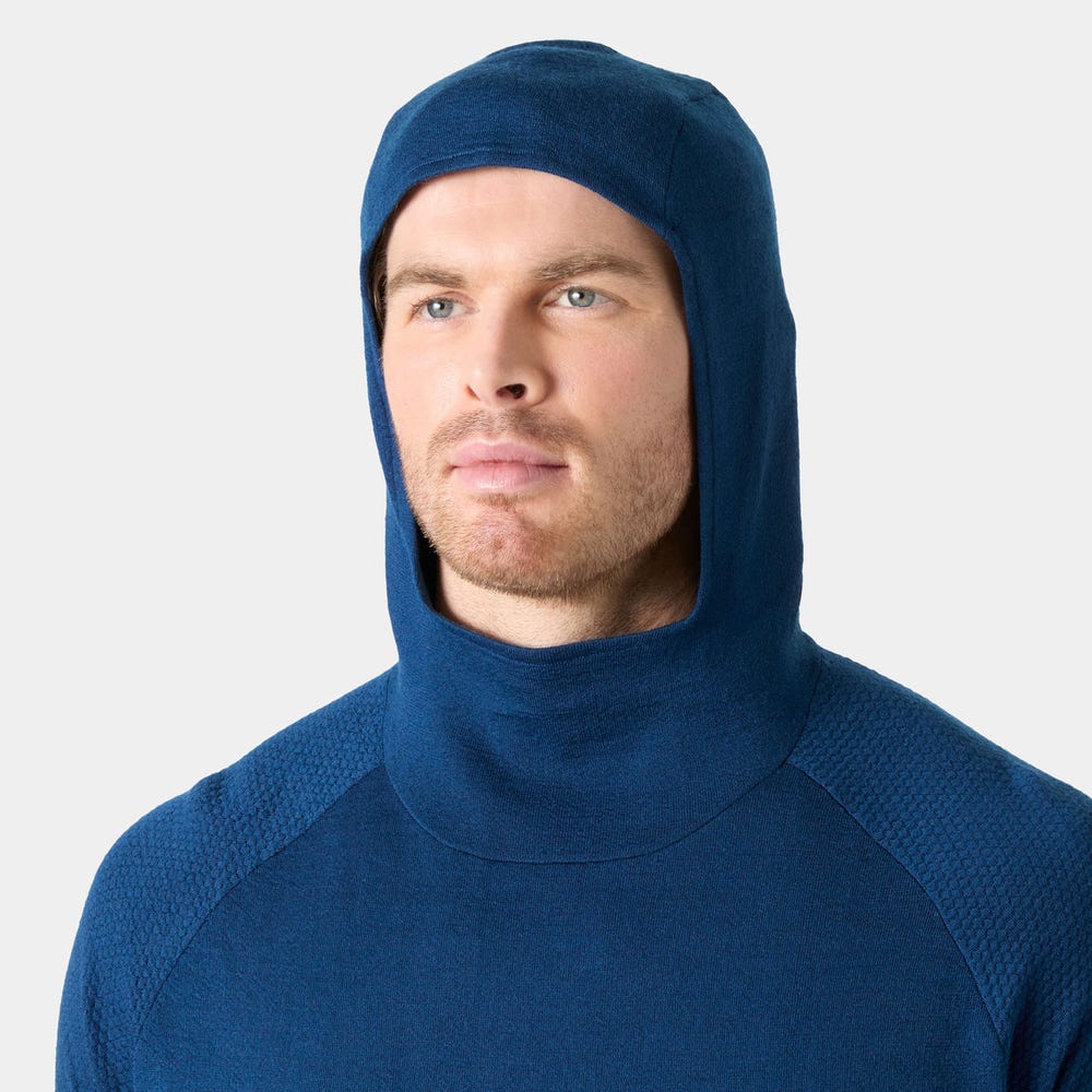 Men's Merino Wool Base Layer Hoodie - Blue