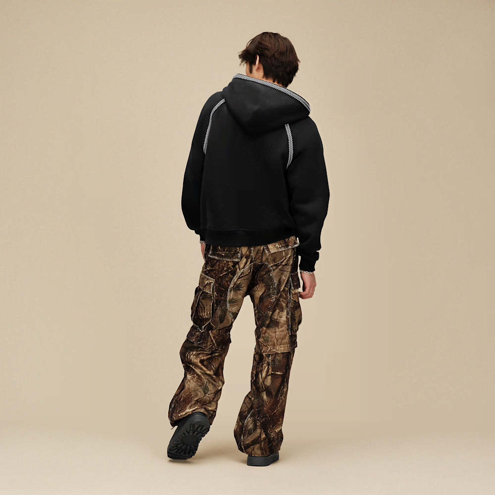 Men's Oversized Full-Zip Hooded Sweatshirt - Brown