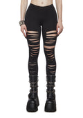 High Rise Shredded Leggings - Black