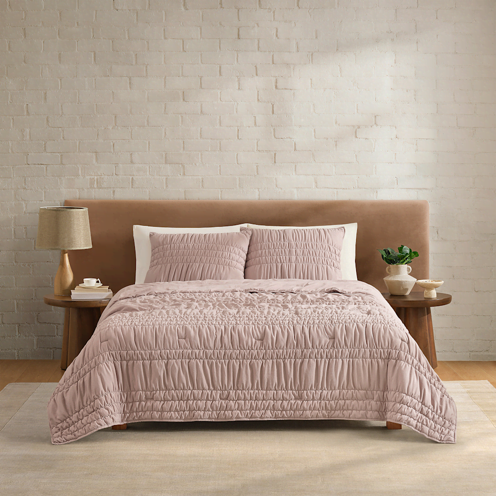Twin/Twin XL Ruched Microfiber Quilt Set