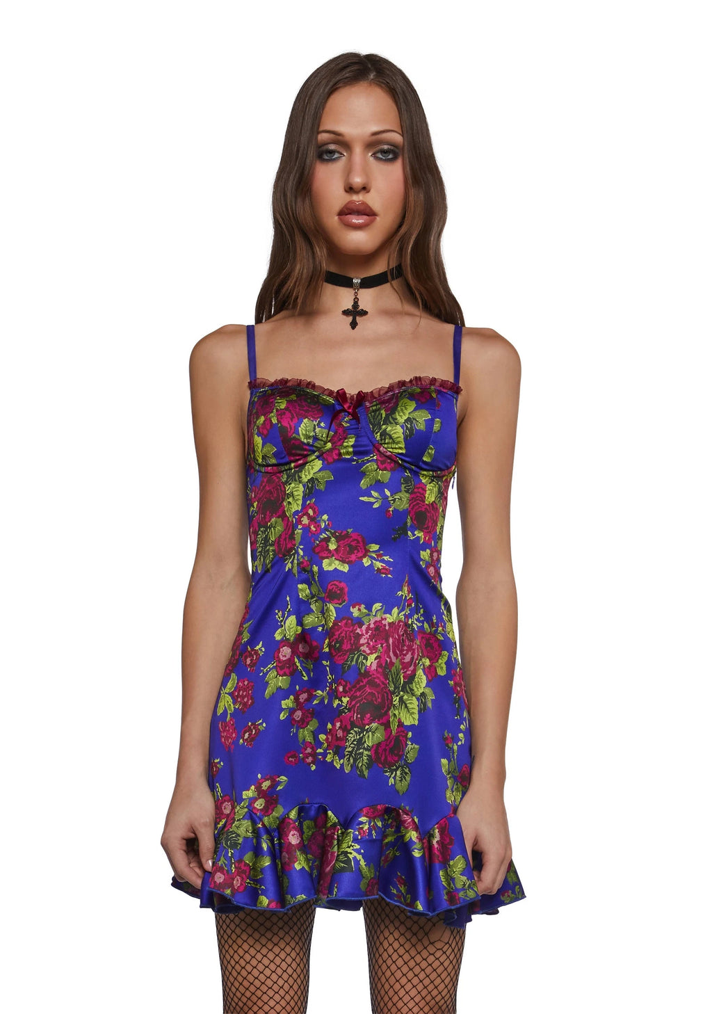 Floral Satin Underwire Mini Slip Dress