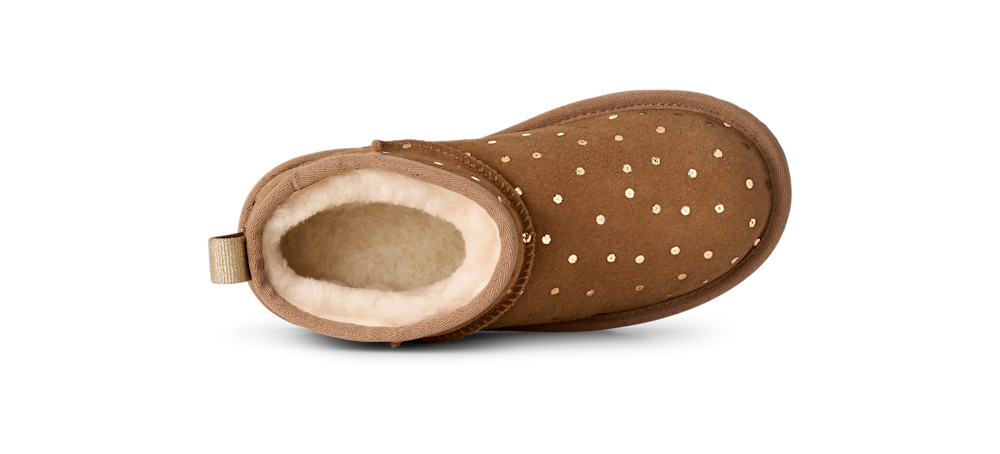 Kids' Low Suede Boot With Metallic Dots - Black