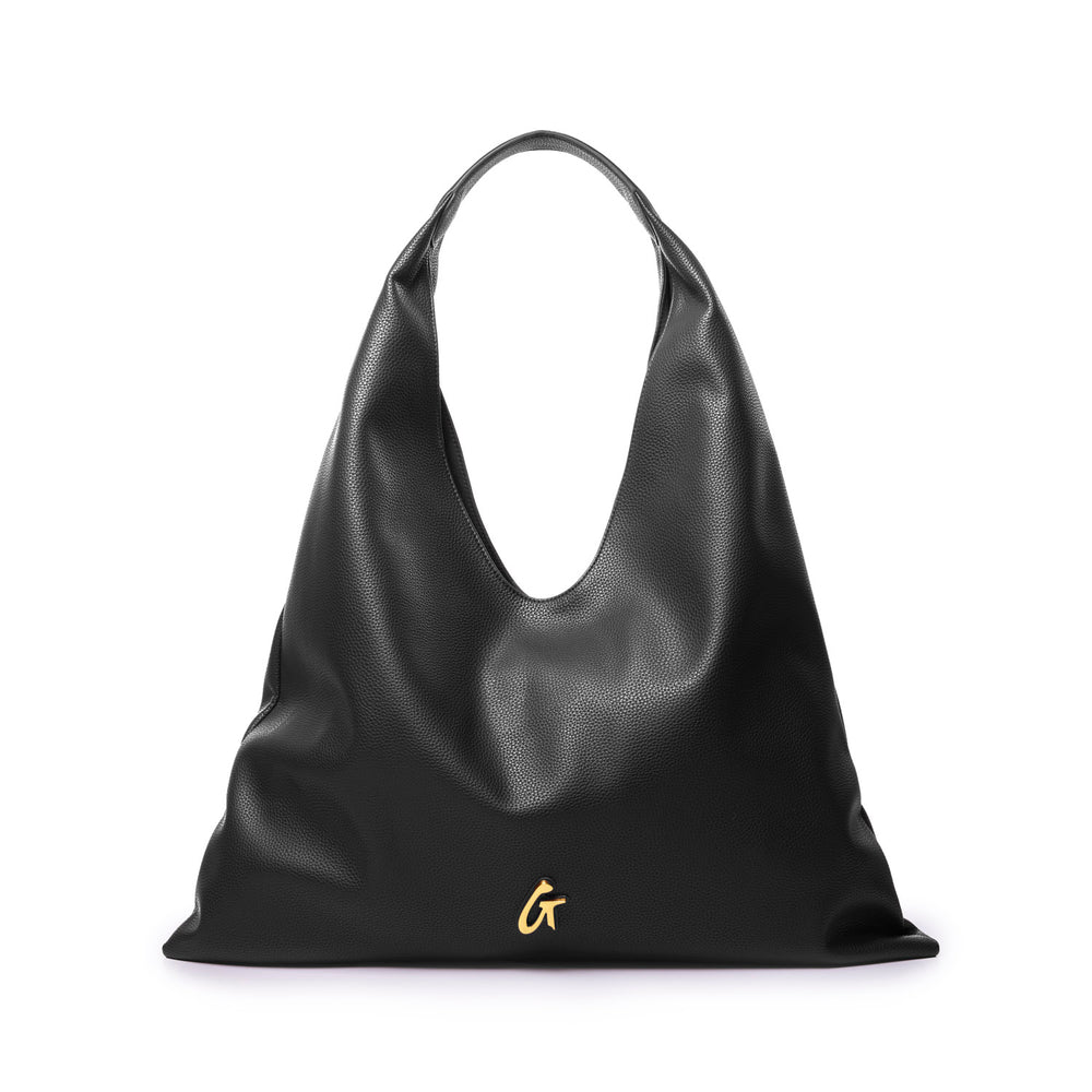 Oversized Pebbled Shoulder Bag - Black
