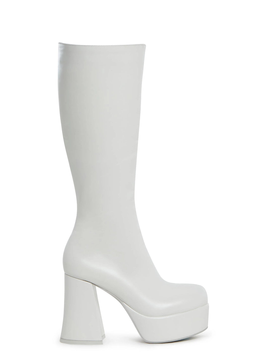 Platform Block Heel Boots - White
