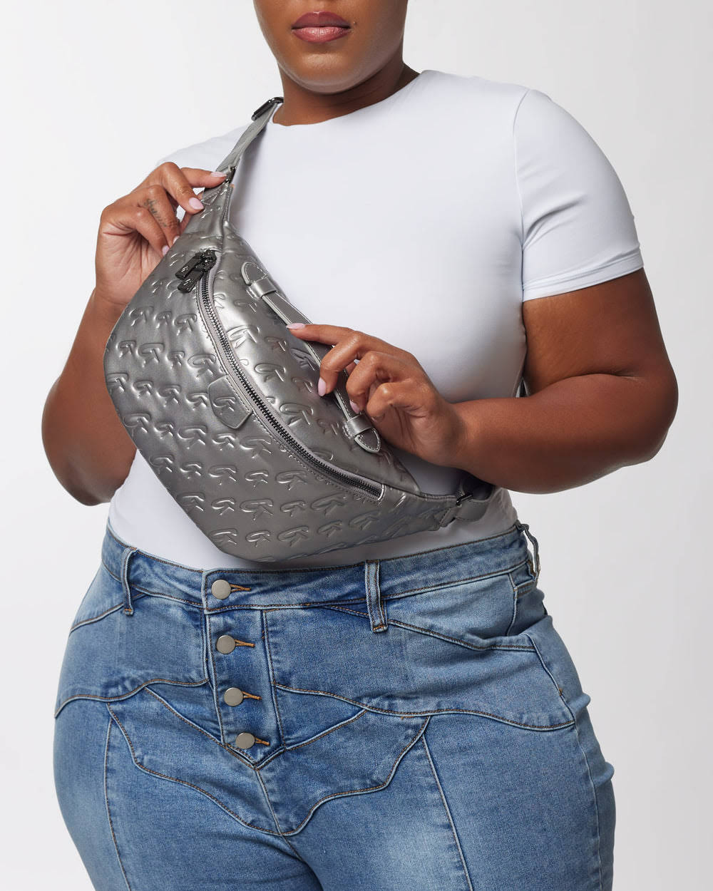 Vegan Leather Belt Bag - Platinum