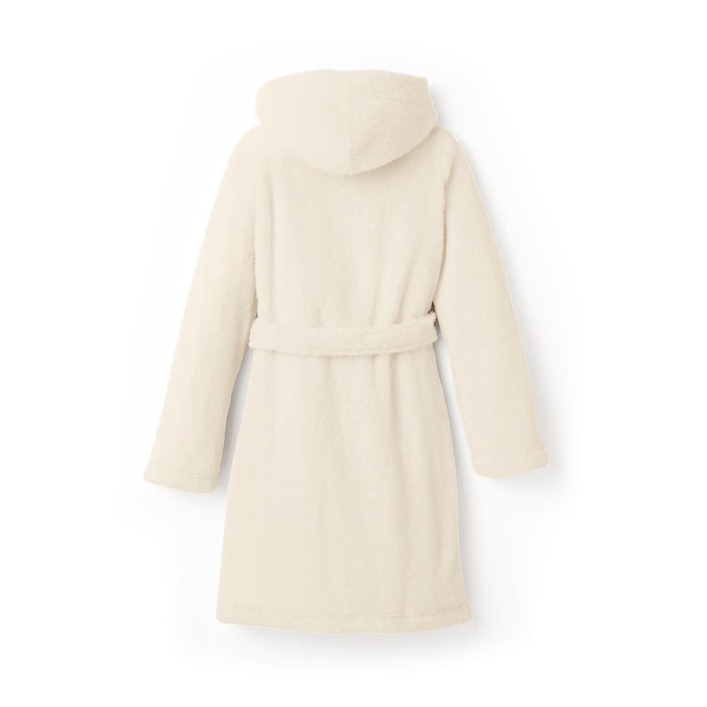 Women's Hooded Plush Fleece Robe - Cream