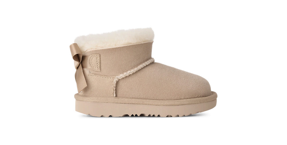 Toddler Sheepskin Bow Ankle Boot - Chestnut